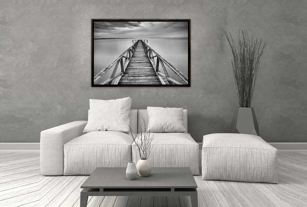 Black & White Lake Jetty | Canvas Wall Art Print - Final Touch Decor