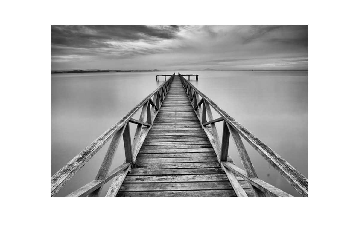 Black & White Lake Jetty | Canvas Wall Art Print - Final Touch Decor