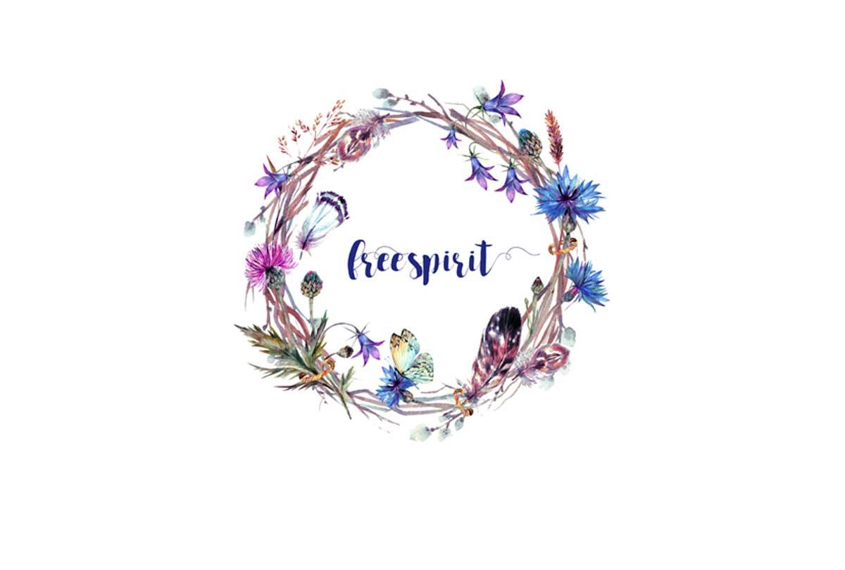 Free Spirit Feather & Floral Wreath | Canvas Wall Art Print - Final Touch Decor