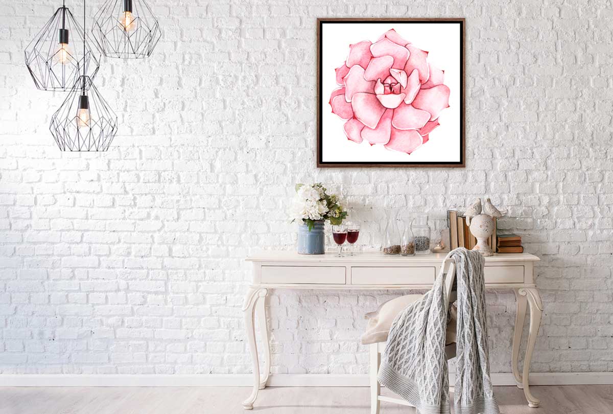 Pink Succulent Watercolour | Canvas Wall Art Print - Final Touch Decor