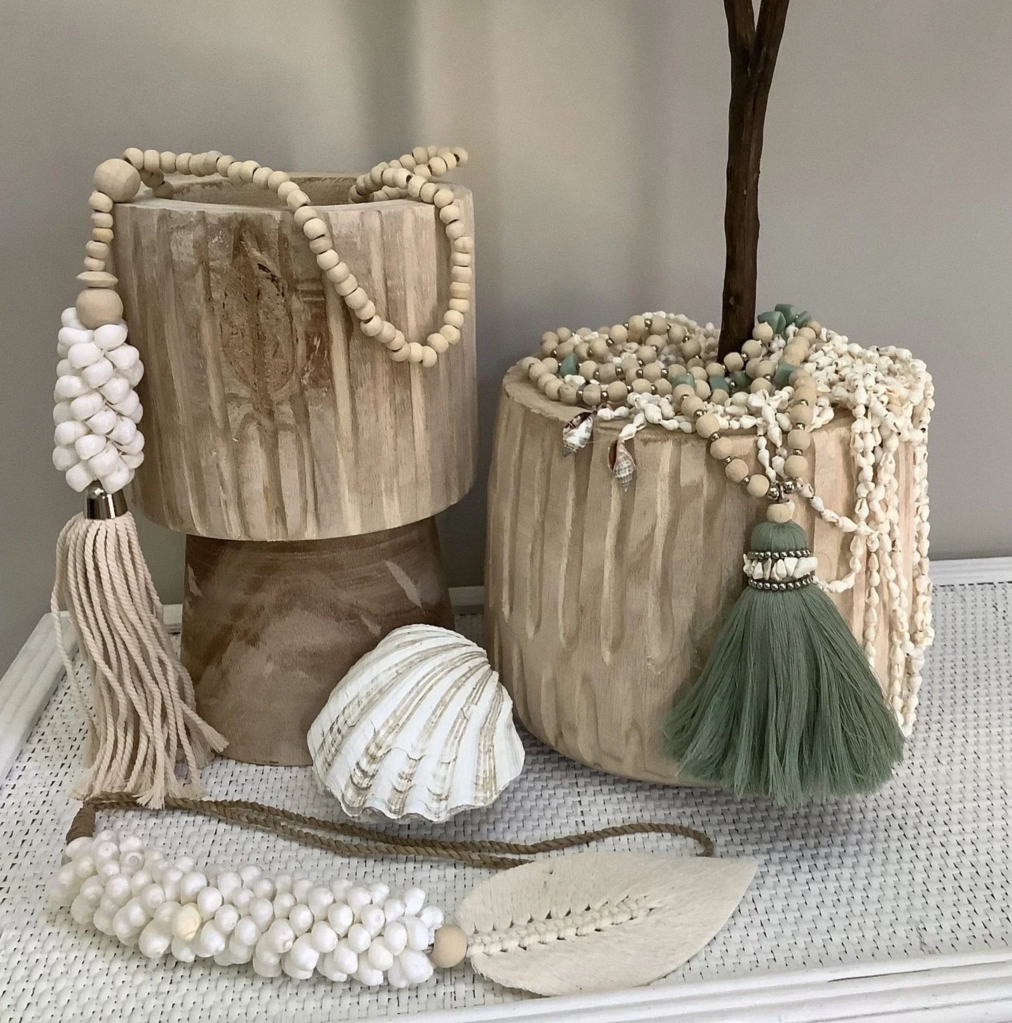 Beaded Strand with Tassel Sage - Final Touch Decor