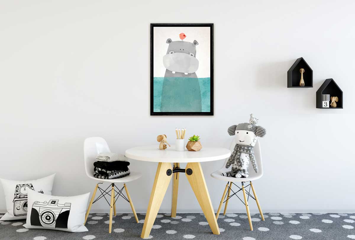 Swimming Hippo | Canvas Art Print - Final Touch Decor