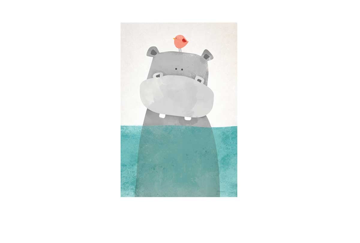 Swimming Hippo | Canvas Art Print - Final Touch Decor