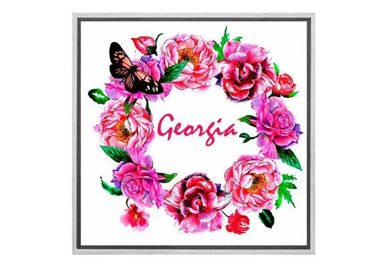 Girls’ Personalised Floral Wreath | Kids Wall Art Print - Final Touch Decor