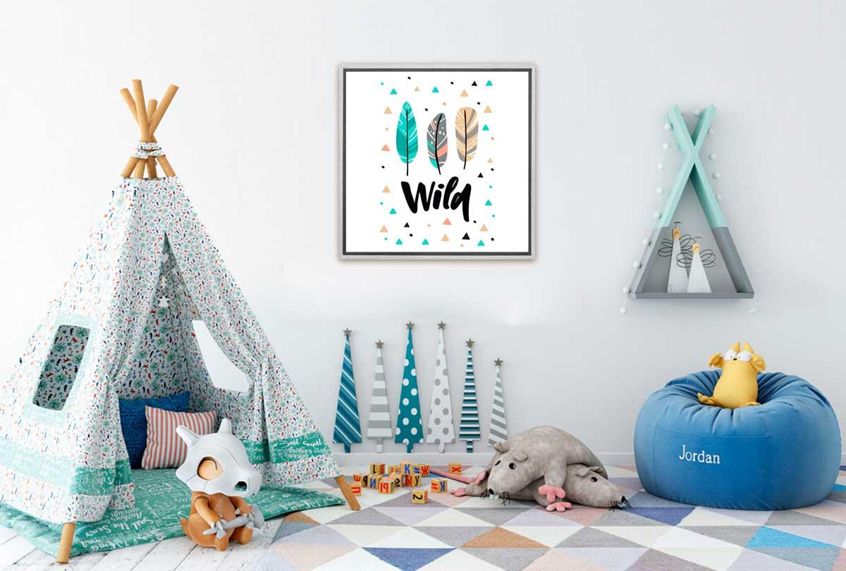 Wild Boho Feathers | Kids Canvas Wall Art Print - Final Touch Decor