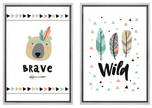 Kids Tribal Print | Set of 2 | Canvas Wall Art Print - Final Touch Decor
