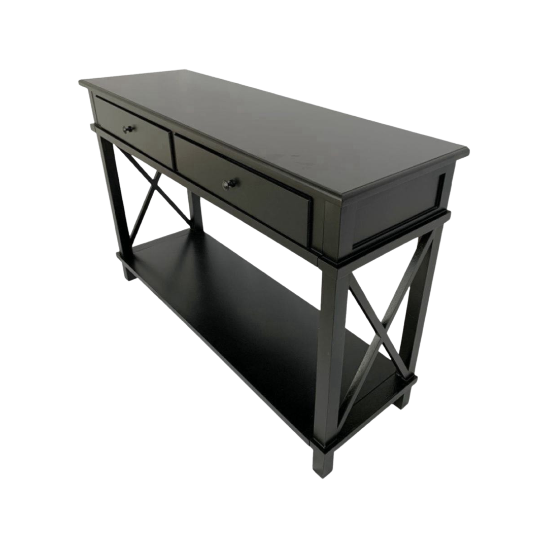 Hamptons 2 Draw Console Table Black - Final Touch Decor