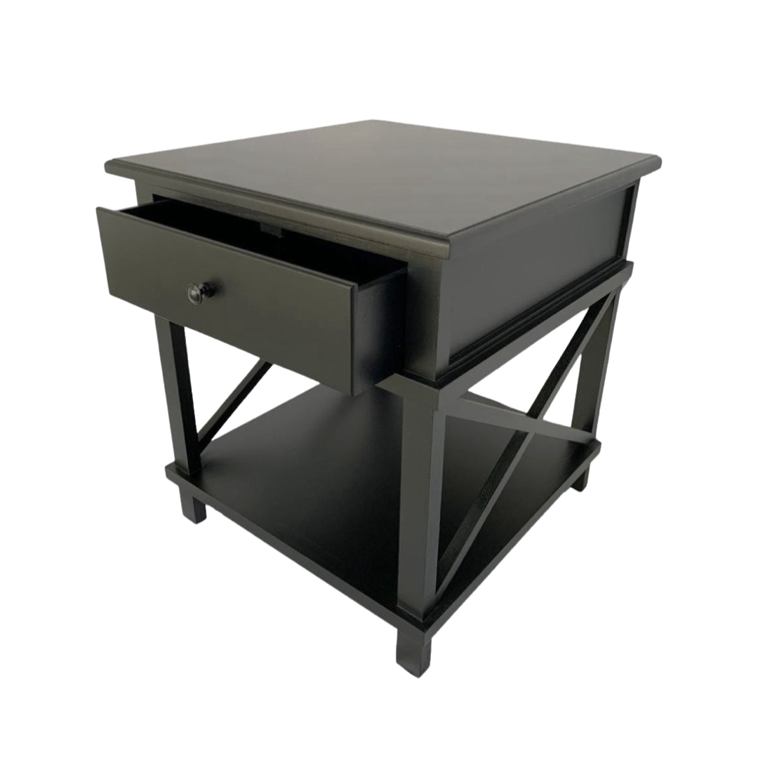 Hamptons Black Bedside Table - Final Touch Decor