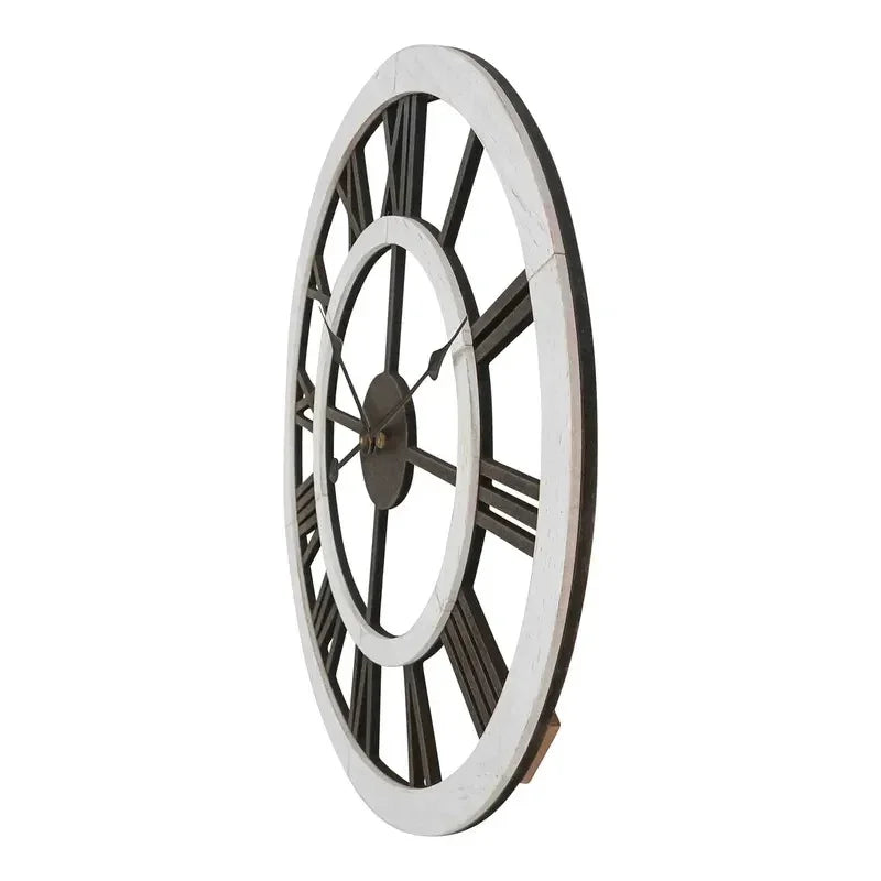 XL Coastal White Wood Floating Wall Clock 60cm - Final Touch Decor