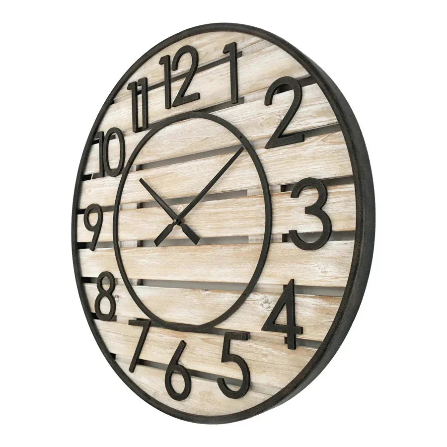 Beach House Wood Panelled Wall Clock XXL - Final Touch Decor
