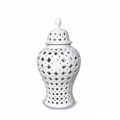 White Hampton Lace Jar 32cm - Final Touch Decor