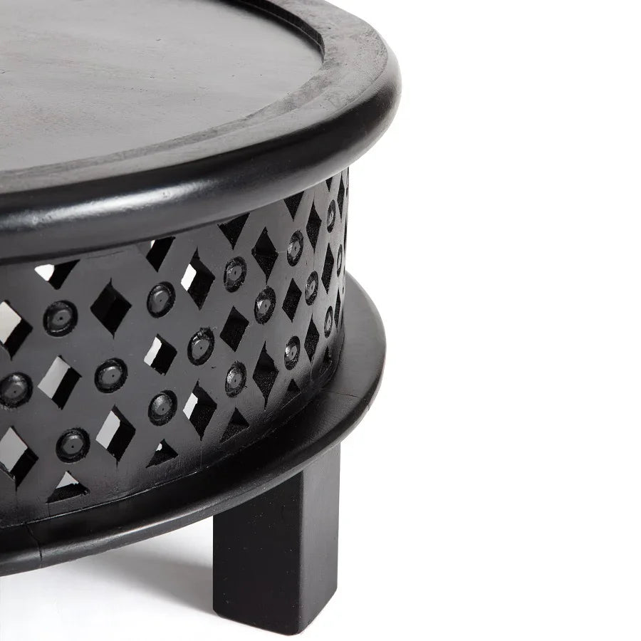 Black Wooden Carved Coffee Table - Final Touch Decor