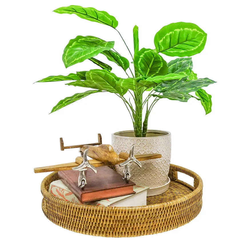Large Round Rattan Tray Natural - Final Touch Decor