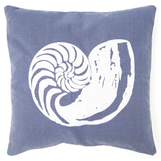 nautilus shell cushion blue