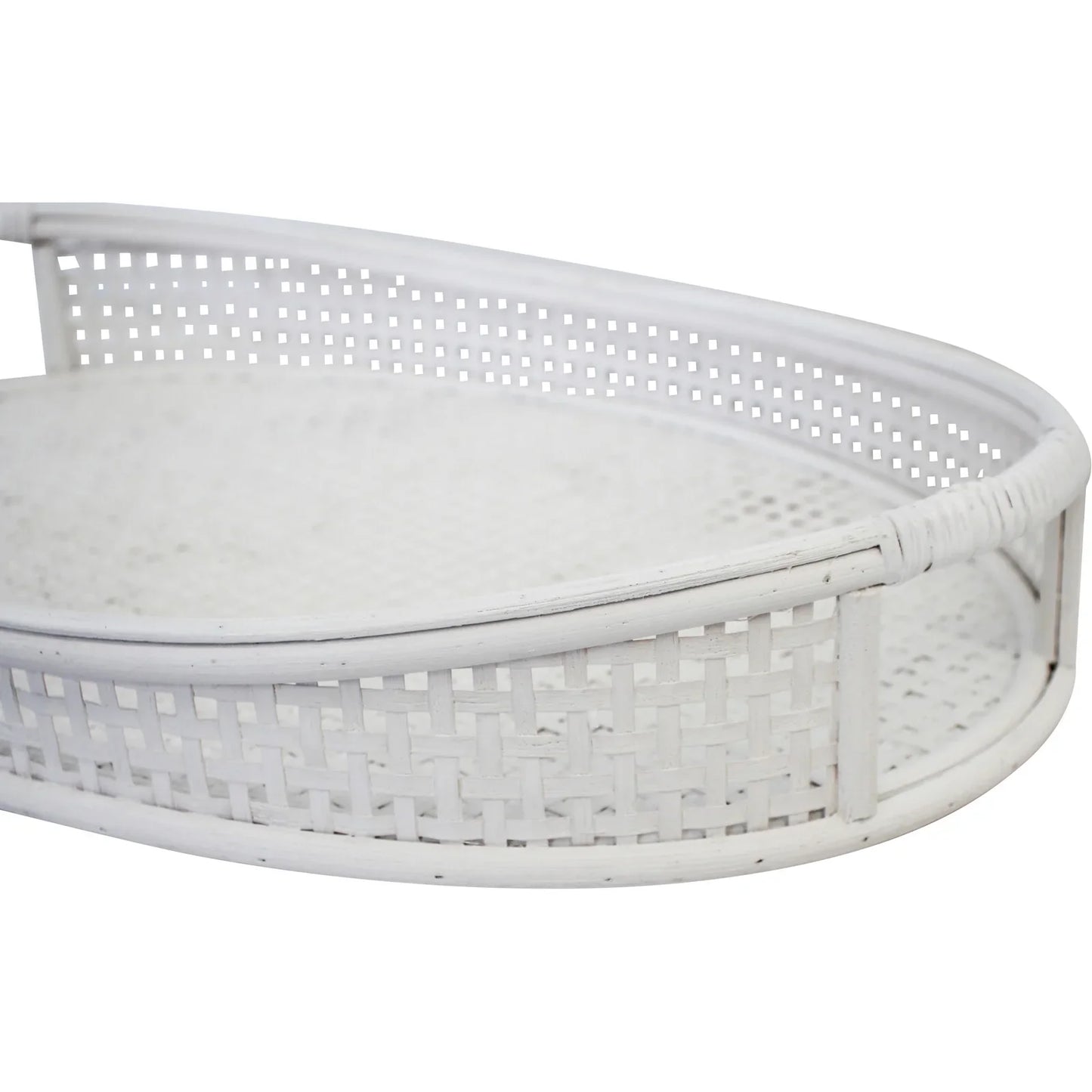 Oval Rattan Tray White - Final Touch Decor