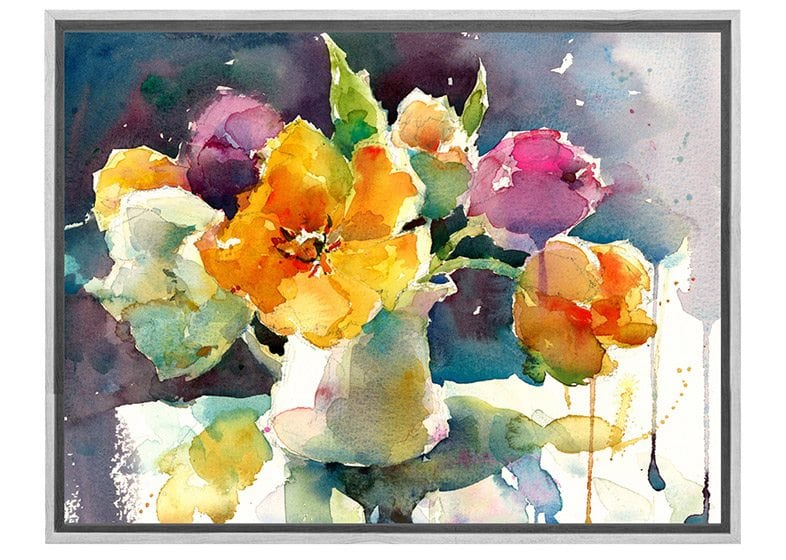 Abstract Orange Flowers | Canvas Wall Art Print - Final Touch Decor