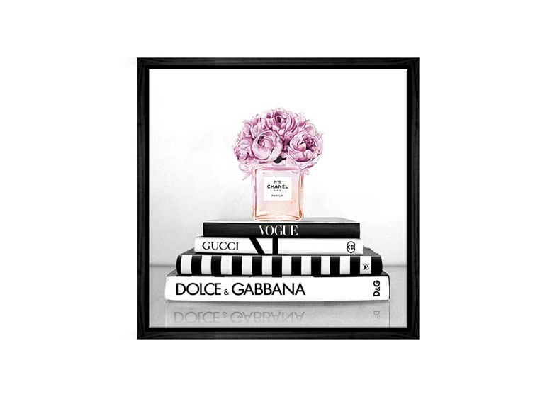 Fashion Books with Chanel Perfume 2 | Fashion Canvas Wall Art Print - Final Touch Decor