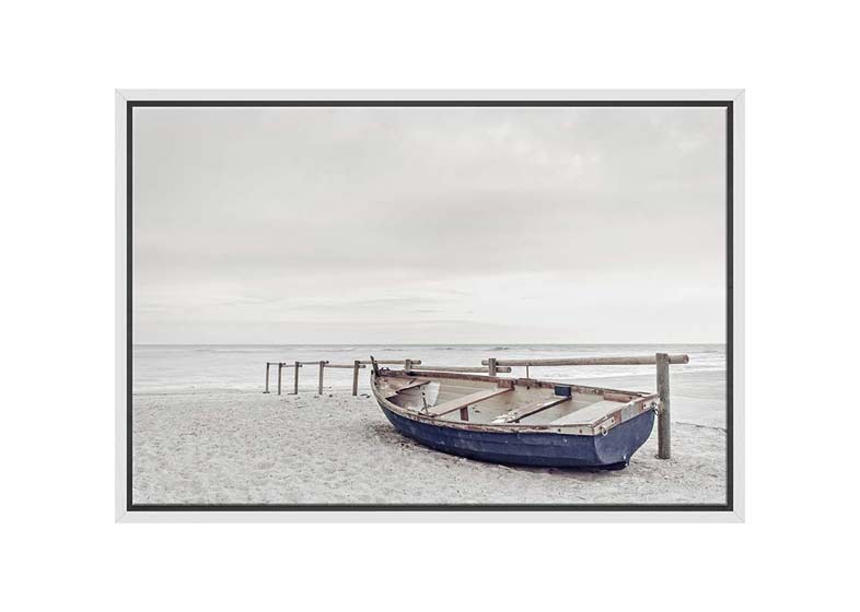 Blue Wooden Boat on Beach | Canvas Wall Art Print - Final Touch Decor