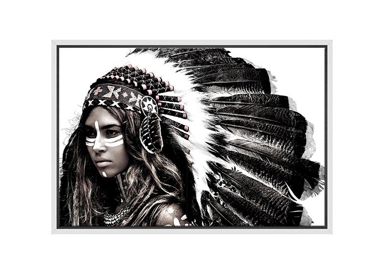 Woman in Feather Headdress | Canvas Wall Art Print - Final Touch Decor