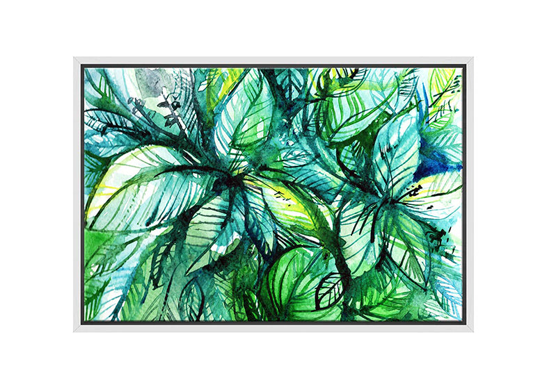 Tropical Leaves Abstract Watercolour | Canvas Wall Art Print - Final Touch Decor