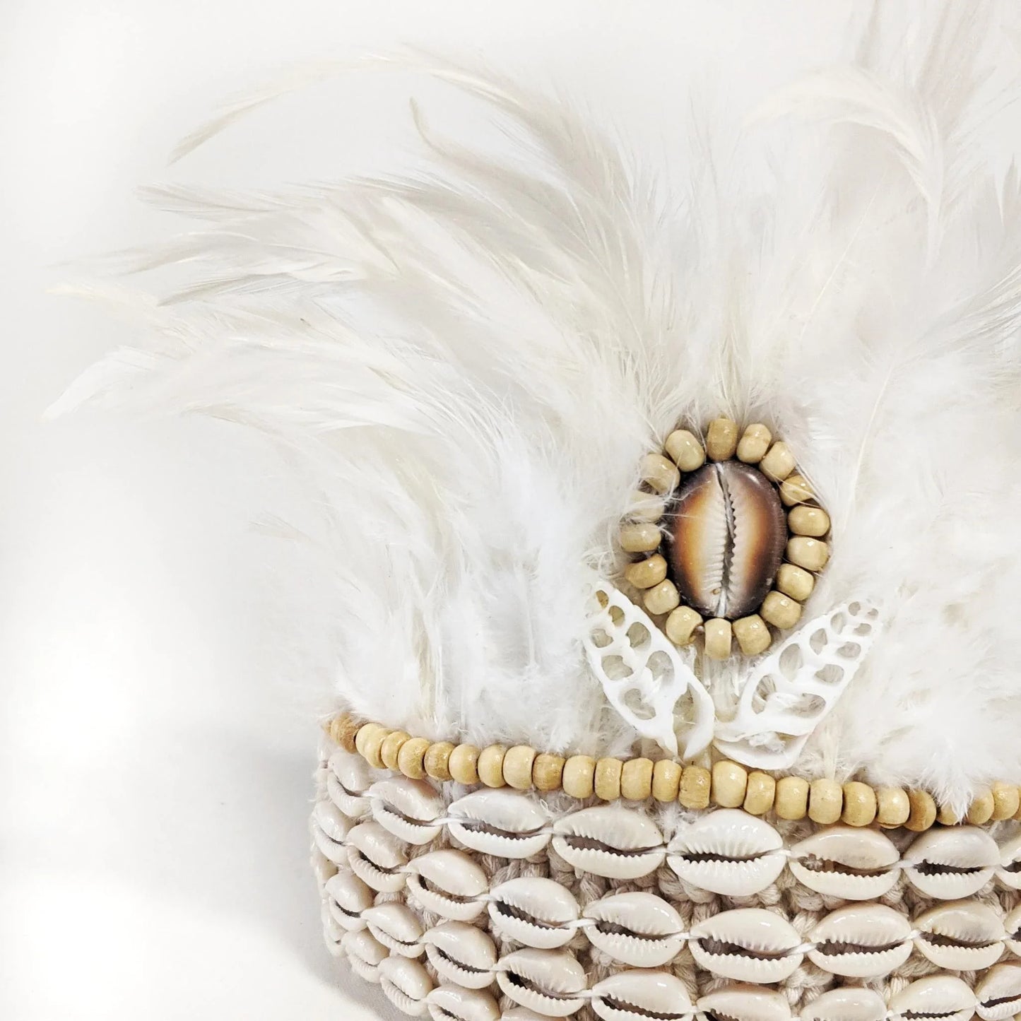White Shell and Feather Headdress - Final Touch Decor