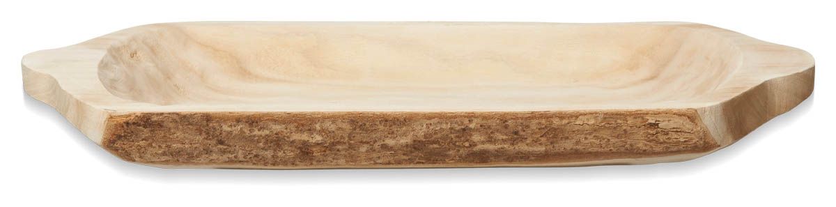 Large Shallow Natural Wood Bowl - Final Touch Decor