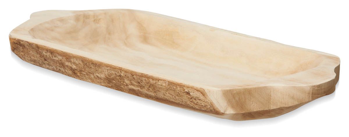Large Shallow Natural Wood Bowl - Final Touch Decor