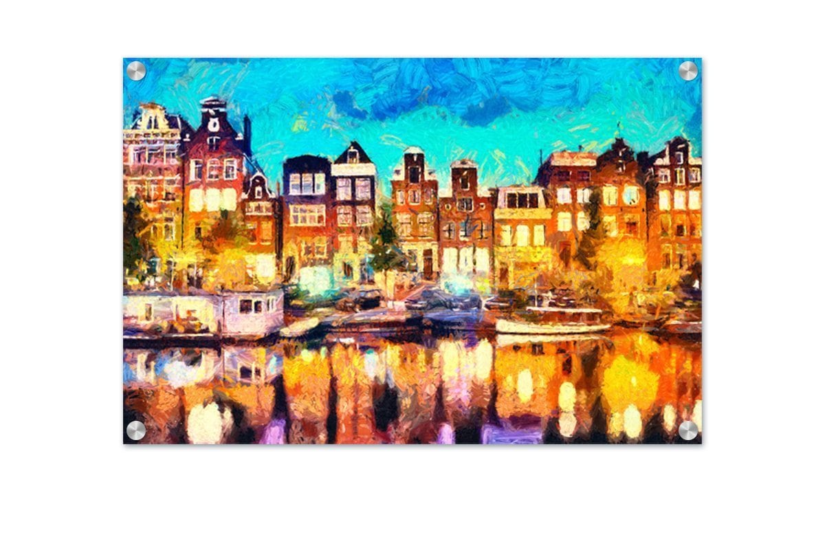 Amsterdam Canal Homes | Canvas Wall Art Print