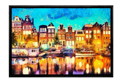 Amsterdam Canal Homes | Canvas Wall Art Print