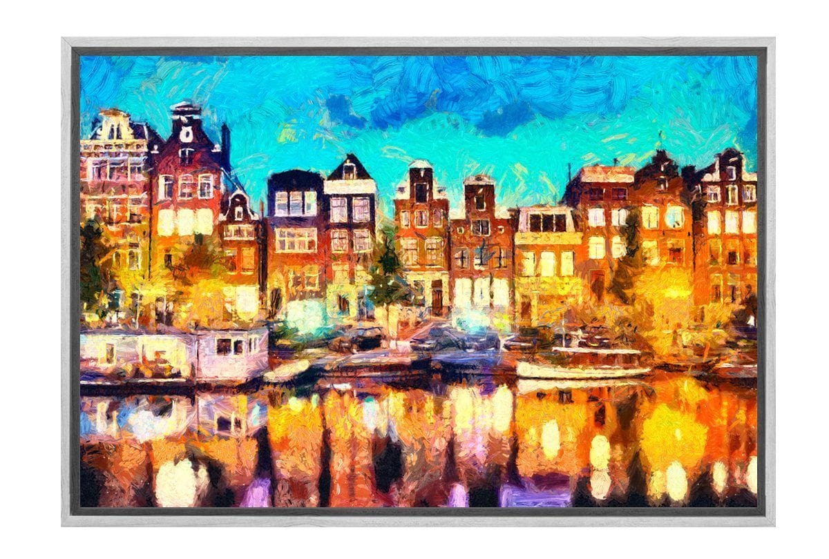 Amsterdam Canal Homes | Canvas Wall Art Print