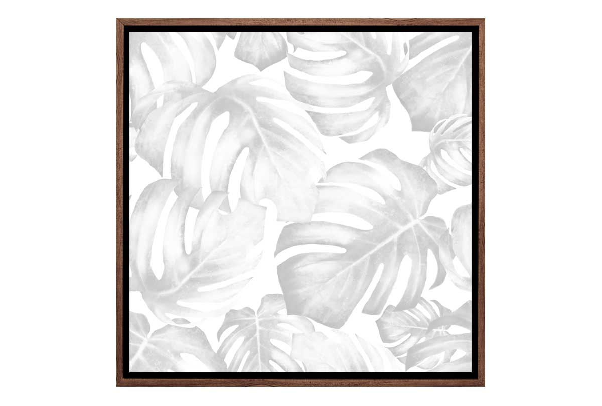 Monstera Leaves Black & Grey | Canvas Wall Art Print