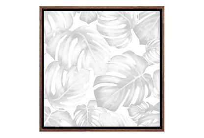 Monstera Leaves Black & Grey | Canvas Wall Art Print