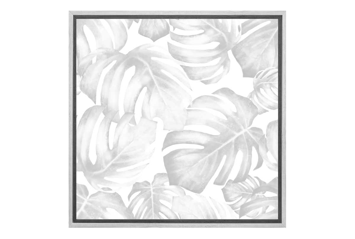 Monstera Leaves Black & Grey | Canvas Wall Art Print