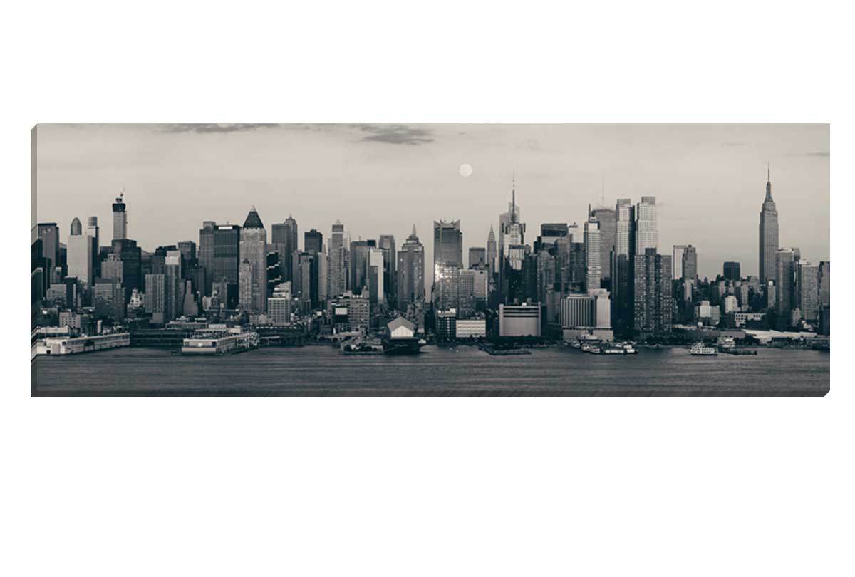 Moon Over Manhattan, NYC, USA | Canvas Wall Art Print