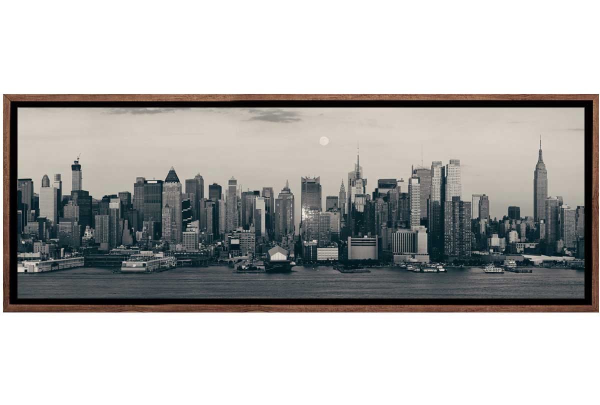 Moon Over Manhattan, NYC, USA | Canvas Wall Art Print