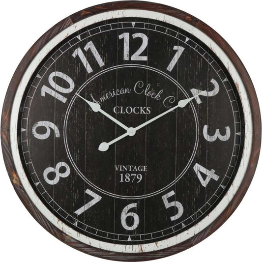 Distressed Monochrome Glass-Front Wall Clock 70cm