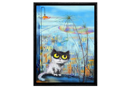 Cat Series | Balcony Cat | Canvas Wall Art Decor