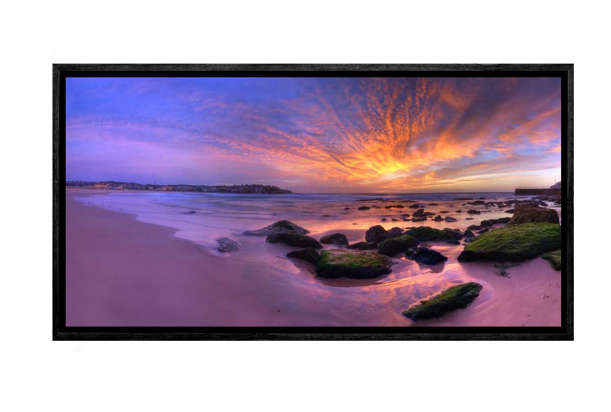 Purple Sunset over Beach | Canvas Wall Art Print