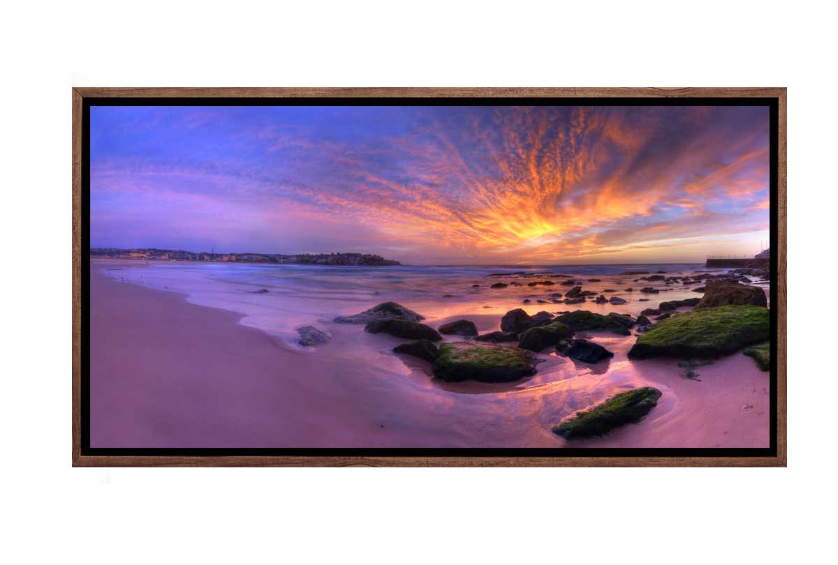 Purple Sunset over Beach | Canvas Wall Art Print