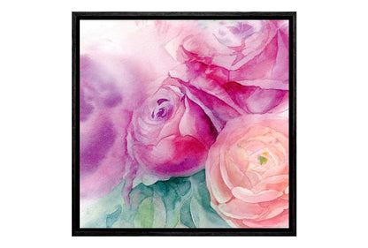 Purple & Pink Roses Watercolour | Canvas Wall Art Print
