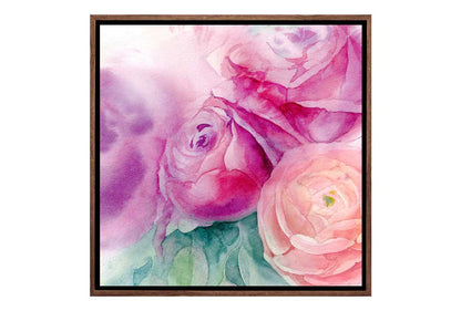 Purple & Pink Roses Watercolour | Canvas Wall Art Print - Final Touch Decor