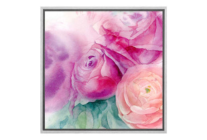 Purple & Pink Roses Watercolour | Canvas Wall Art Print - Final Touch Decor