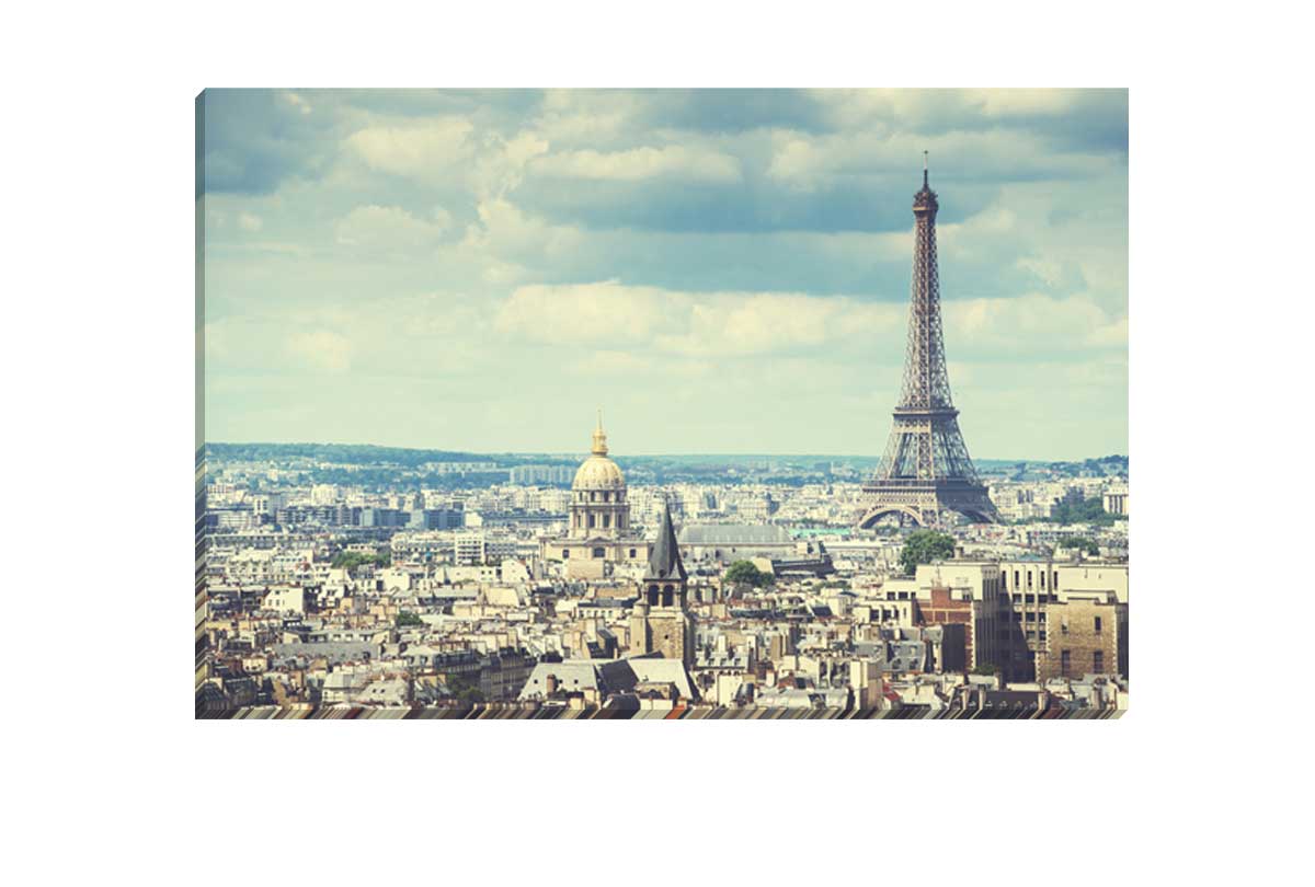 Aerial of Paris with Eiffel Tower, France | Canvas Wall Art Print