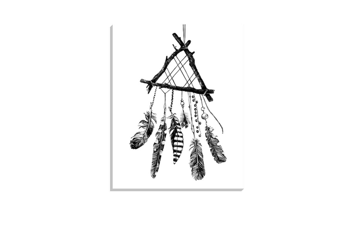 Black & White Dream Catcher | Canvas Wall Art Print