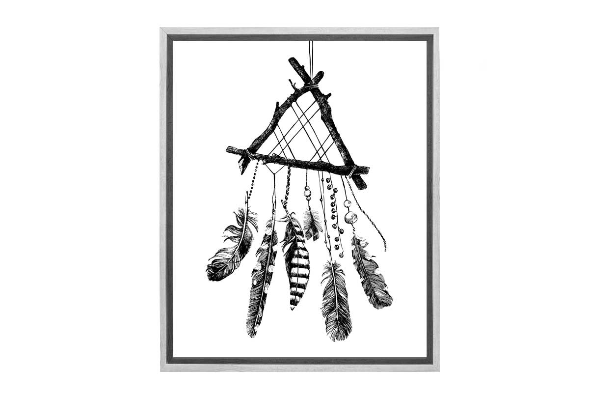 Black & White Dream Catcher | Canvas Wall Art Print