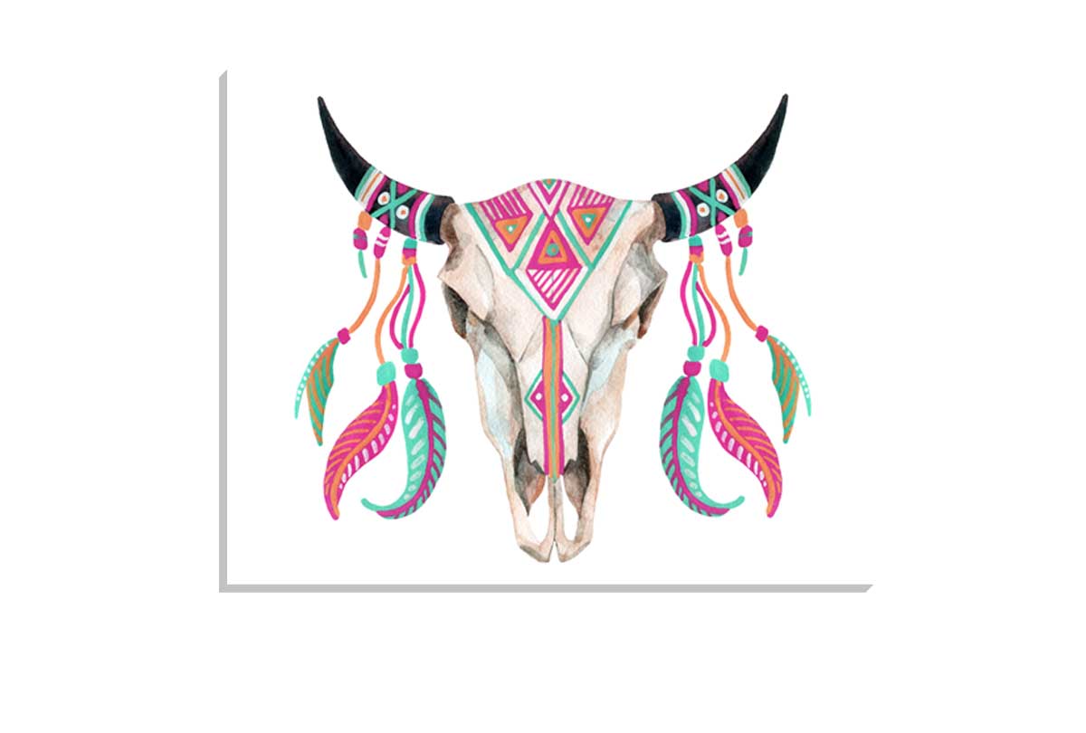 Boho Tribal Skull | Canvas Wall Art Print