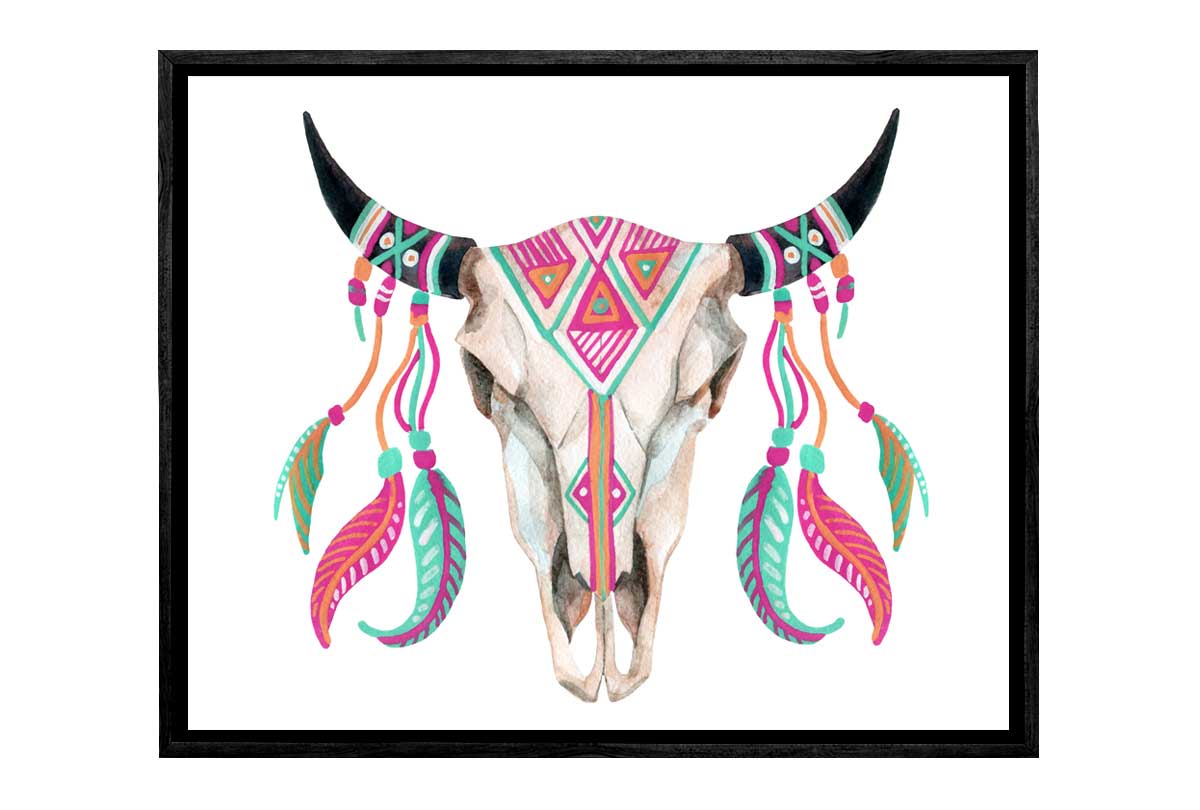 Boho Tribal Skull | Canvas Wall Art Print