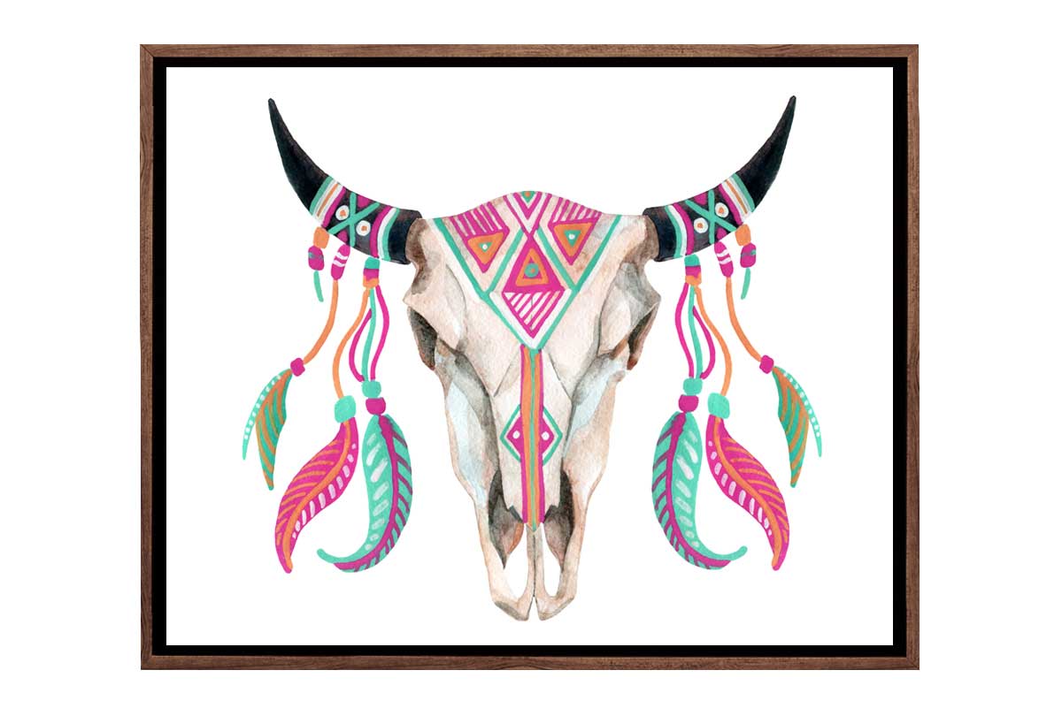Boho Tribal Skull | Canvas Wall Art Print