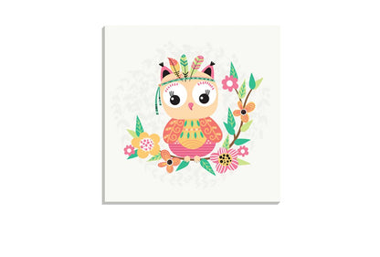 Cute Boho Tribal Owl | Canvas Wall Art Print