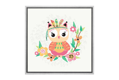 Cute Boho Tribal Owl | Canvas Wall Art Print
